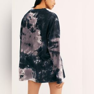 EUC FP WE THE FREE TIE DYE GREY BLACK LONG SLEEVE